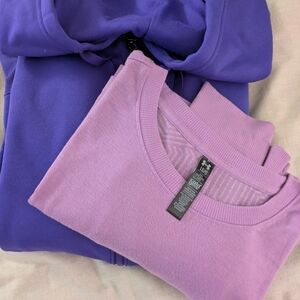 Women's Under Armour ColdGear Lavender Top And A Purple Zip Up Hoodie